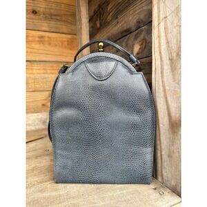 Vintage ETRA Genuine Leather Blue Envelope Clutch Bag Purse Blue Lizard Look